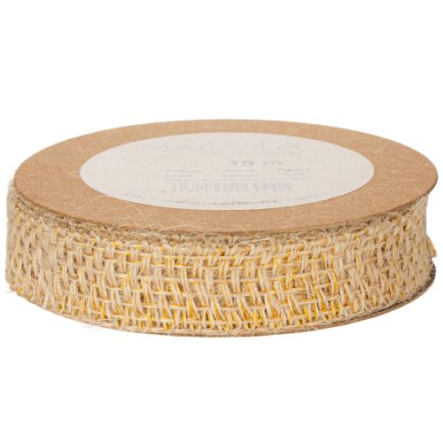 Product Decorative jute ribbon, yellow, natural, 25mm; rustic decorative jute ribbon, 10m
