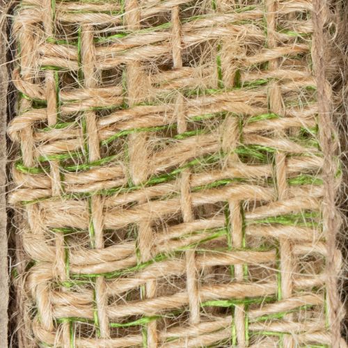 Product Green jute decorative ribbon, natural, 25mm wide, 10m length