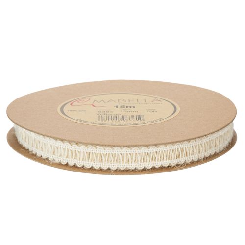 Product Decorative jute ribbon, natural gift ribbon, cream white, 15mm x 15m