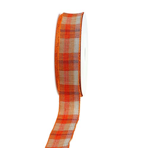Deco ribbon check pattern orange 25mm 20m