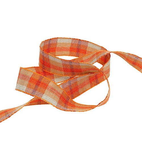 Deco ribbon check pattern orange 25mm 20m