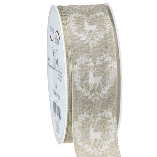 Product Deco ribbon natural deer 40mm 20m