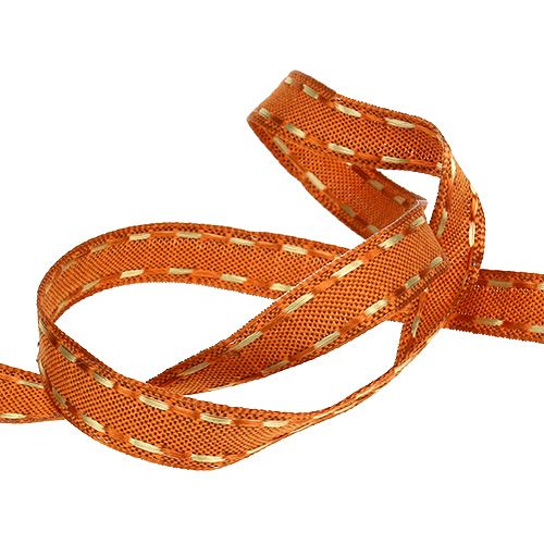 Product Decorative ribbon orange with wire edge 15mm 15m