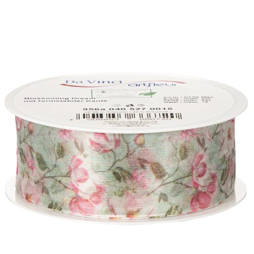 Product Floral design gift ribbon for elegant gift wrapping, 15m