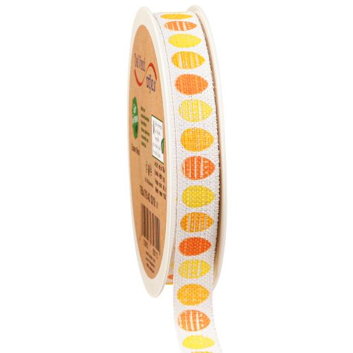 Decorative ribbon Easter sustainable ribbon Easter eggs orange 15mm 18m