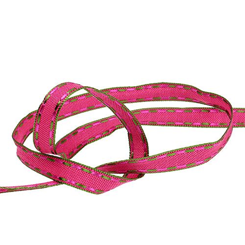 Product Decorative ribbon pink with wire edge 15mm 15m