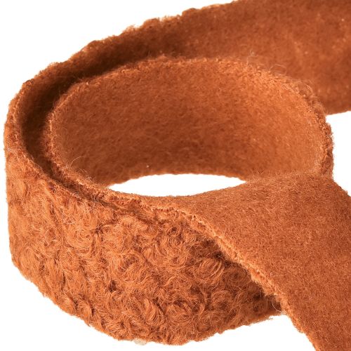 Product Decorative ribbon red-brown wide fabric ribbon wool look 40mm 8m