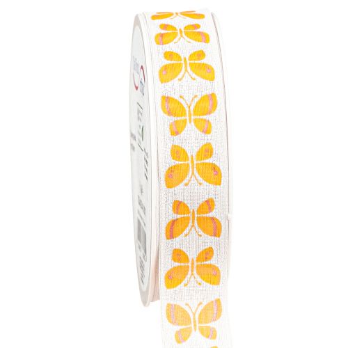 Decorative Ribbon Butterflies Orange Wire Edge 25mm 18m