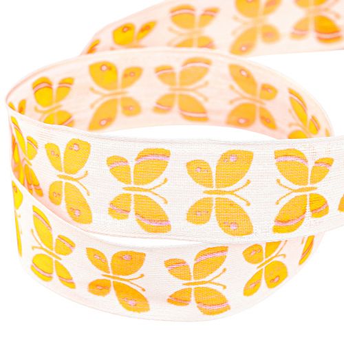 Product Decorative Ribbon Butterflies Orange Wire Edge 25mm 18m