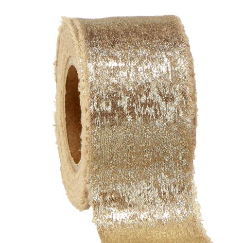 Floristik24 Decorative Ribbon Decorative Ribbon Beige Gold W40mm L10m