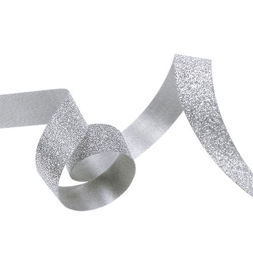 Product Decorative ribbon silver with mica 10mm 150m