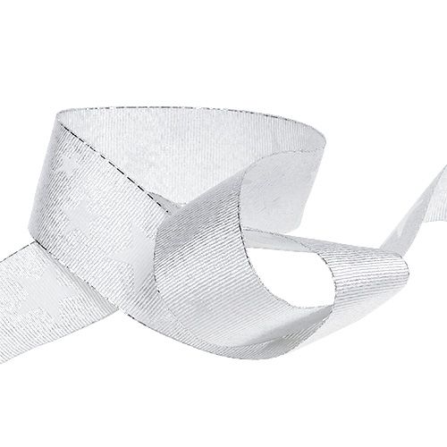 Product Decorative ribbon silver with star pattern 25mm 20m