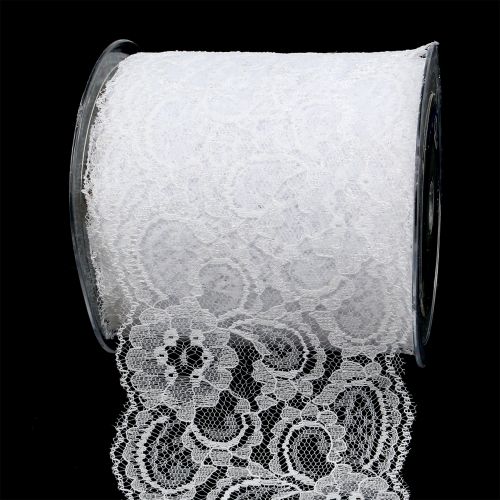 Floristik24 Decorative tape lace 100mm 10m white
