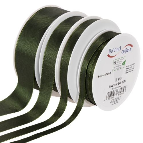 Decorative taffeta ribbon, green, various widths, 50m buy online | Floristik24.ie