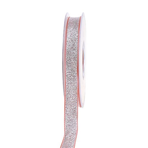 Floristik24 Deco ribbon Christmas pink-silver 15mm 20m