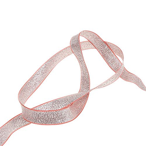 Floristik24 Deco ribbon Christmas pink-silver 15mm 20m