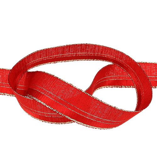 Floristik24 Deco ribbon Christmas red, gold 25mm 20m