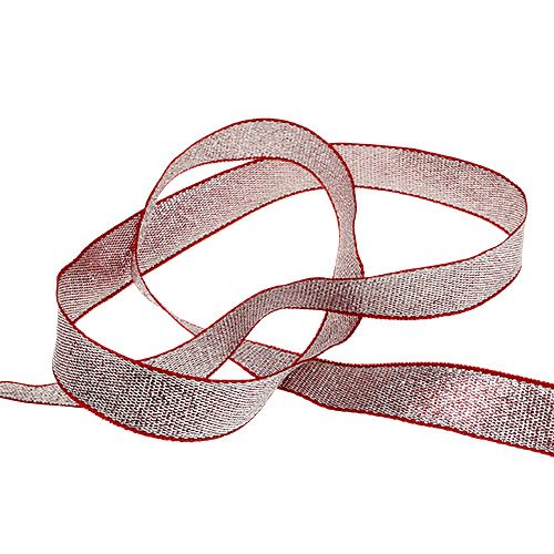 Product Deco ribbon Christmas silver-red 15mm 20m