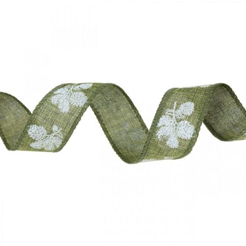 Floristik24 Deco ribbon Christmas cones gift ribbon green 25mm 15m