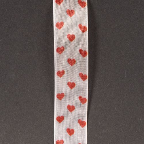 Product Gift ribbon with hearts, ideal for creative packaging ideas and personal gifts, 2.5 cm wide, 15 m long
