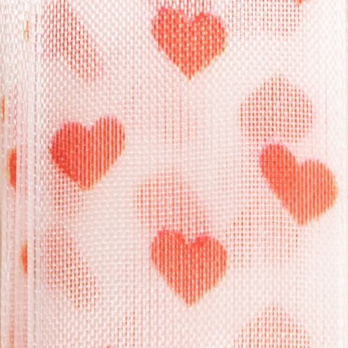 Product Gift ribbon with hearts, ideal for creative packaging ideas and personal gifts, 2.5 cm wide, 15 m long