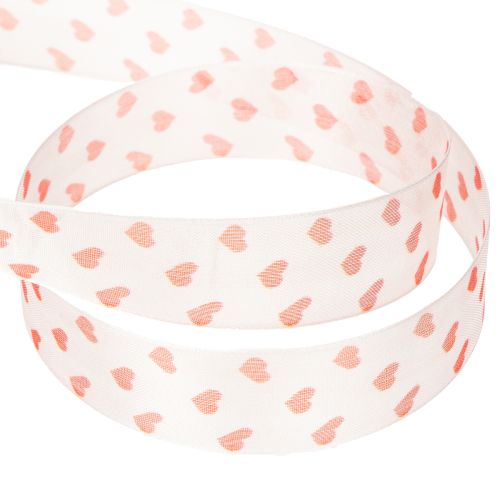 Product Gift ribbon with hearts, ideal for creative packaging ideas and personal gifts, 2.5 cm wide, 15 m long