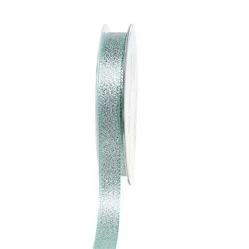 Floristik24 Decorative ribbon with glitter mint 15mm 25m