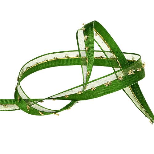 Product Deco ribbon with lurex decoration green-gold 15mm 20m