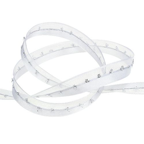 Product Decorative ribbon with lurex decoration white-silver 15mm 20m