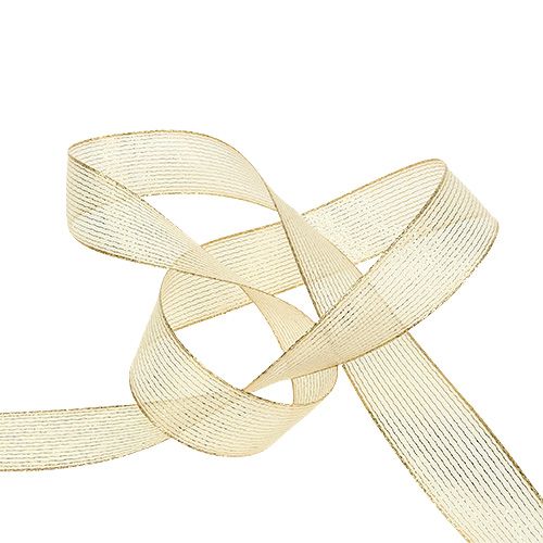 Product Decorative ribbon with lurex stripes light gold 25mm 20m