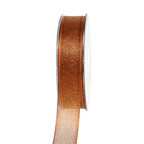 Decorative ribbon with lurex strips copper 25mm 20m buy online | Floristik24.ie