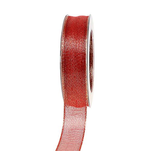 Deco ribbon with lurex stripes red 25mm 20m buy online | Floristik24.ie