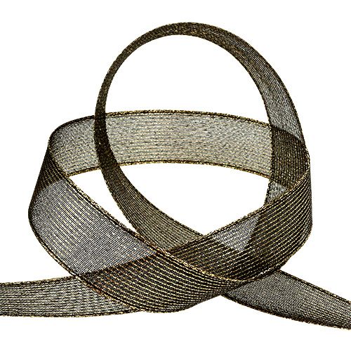 Product Deco ribbon with lurex stripes black 25mm 20m