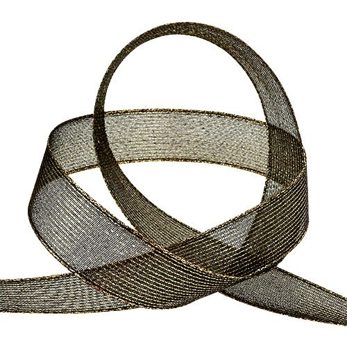 Deco ribbon with lurex stripes black 25mm 20m | Floristik24.ie