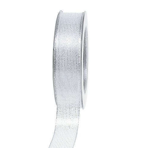Decorative ribbon with lurex stripes silver 25mm 20m buy online | Floristik24.ie