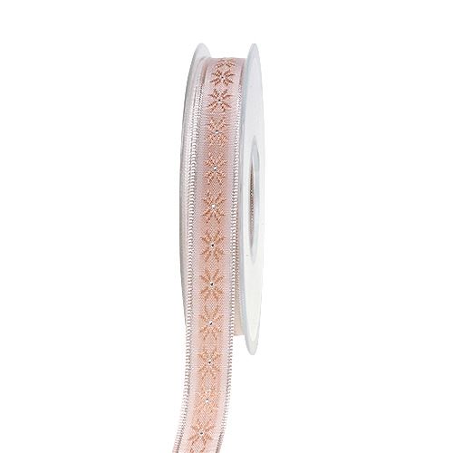 Floristik24 Decorative ribbon with pattern pink 15mm 20m