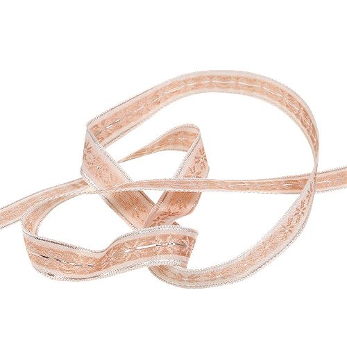 Floristik24 Decorative ribbon with pattern pink 15mm 20m