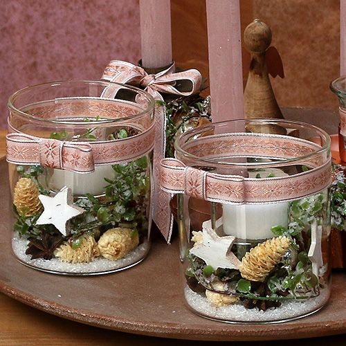 Floristik24 Decorative ribbon with pattern pink 15mm 20m