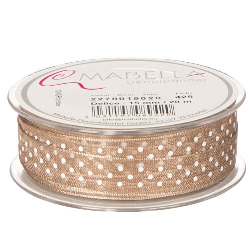 Product Gift ribbon with polka dots for stylish wedding decorations and creative packaging, 1.5cm wide, 20m long