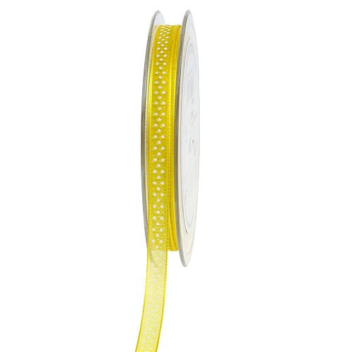 Floristik24 Decorative ribbon with dots yellow 7mm 20m