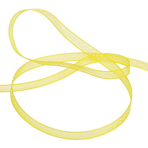 Floristik24 Decorative ribbon with dots yellow 7mm 20m