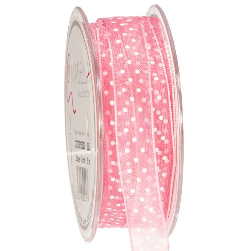 Floristik24 Gift ribbon with a stylish polka dot design for festive packaging, 1.5cm wide, 20m long