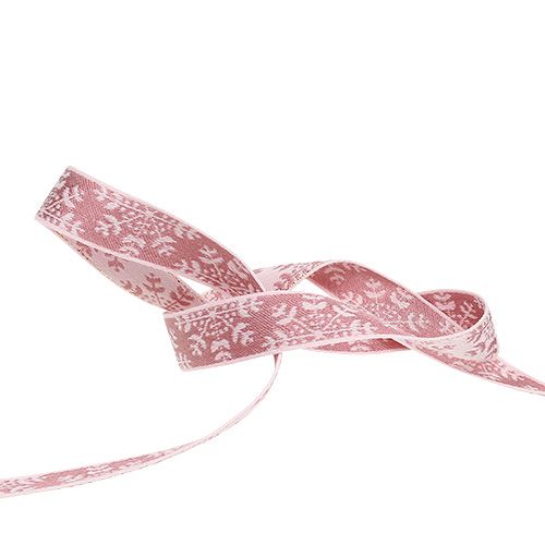 Product Deco ribbon with snowflake pink 15mm 15m