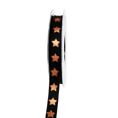 Floristik24 Deco ribbon with star decor black 15mm 20m