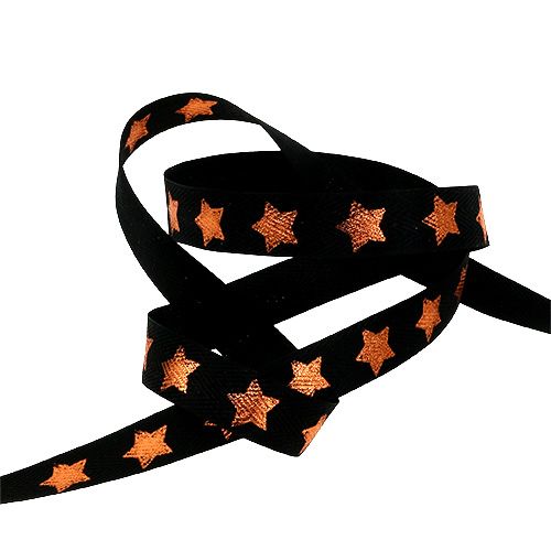 Floristik24 Deco ribbon with star decor black 15mm 20m