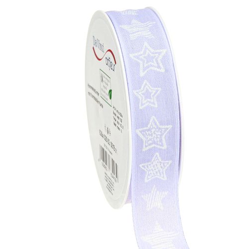 Decorative ribbon with stars Christmas ribbon lilac 25mm 18m