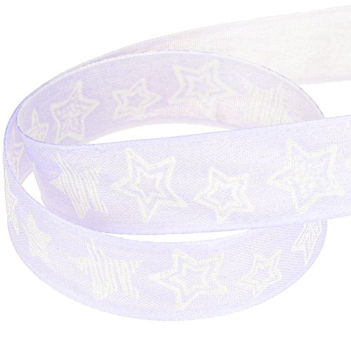 Product Decorative ribbon with stars Christmas ribbon lilac 25mm 18m
