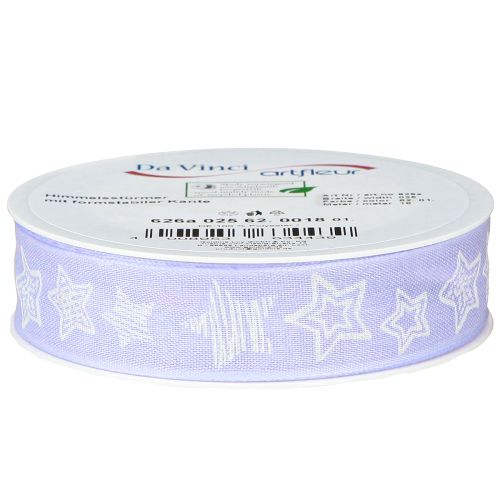 Product Decorative ribbon with stars Christmas ribbon lilac 25mm 18m