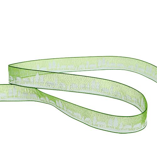 Product Deco ribbon with winter motif green-white 15mm 20m
