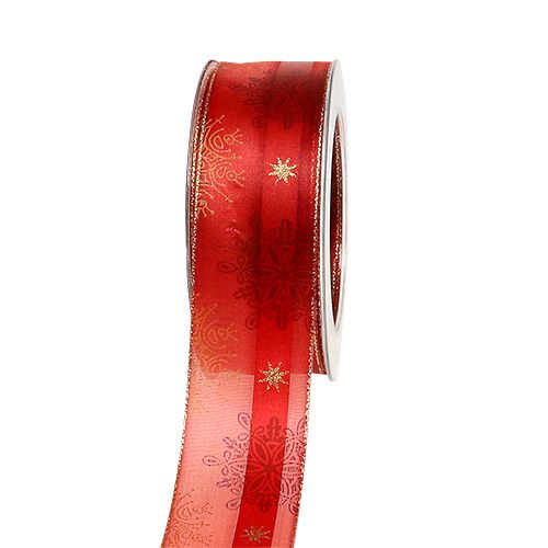 Floristik24 Decorative ribbon with dimensionally stable edge red 40mm 20m